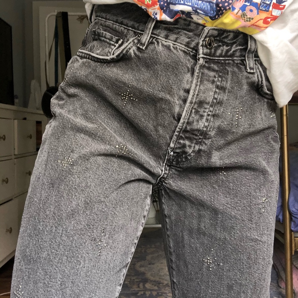 H&M bedazzled high waisted jeans